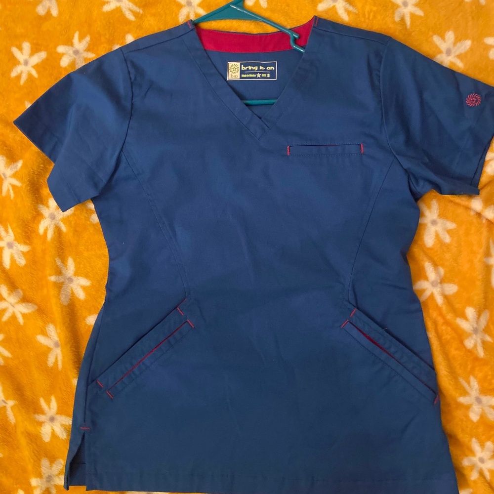 Royal Blue 3 Pocket Scrub Top